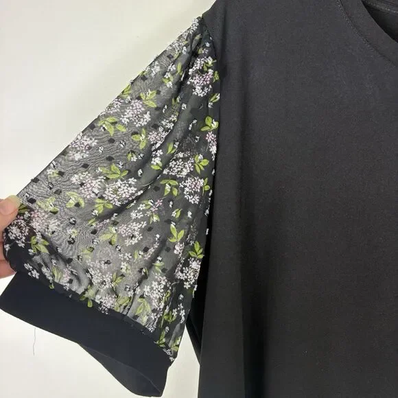 CeCe Swiss Dot Blouse Woman’s Sz 2X Plus Black Short Sleeve Coquette Romantic - Picture 2 of 8